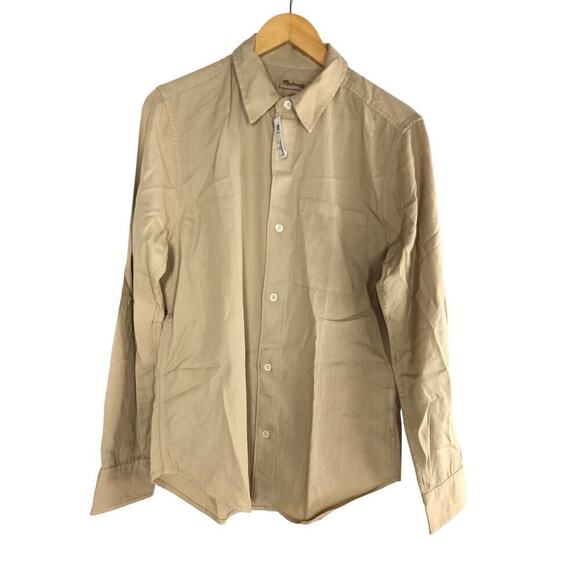 Madewell The Perfect Shirt Long Sleeve Slim Fit Softdrape Twill Light Sand NWT S - Picture 3 of 9